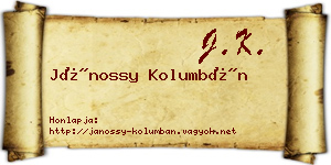 Jánossy Kolumbán névjegykártya